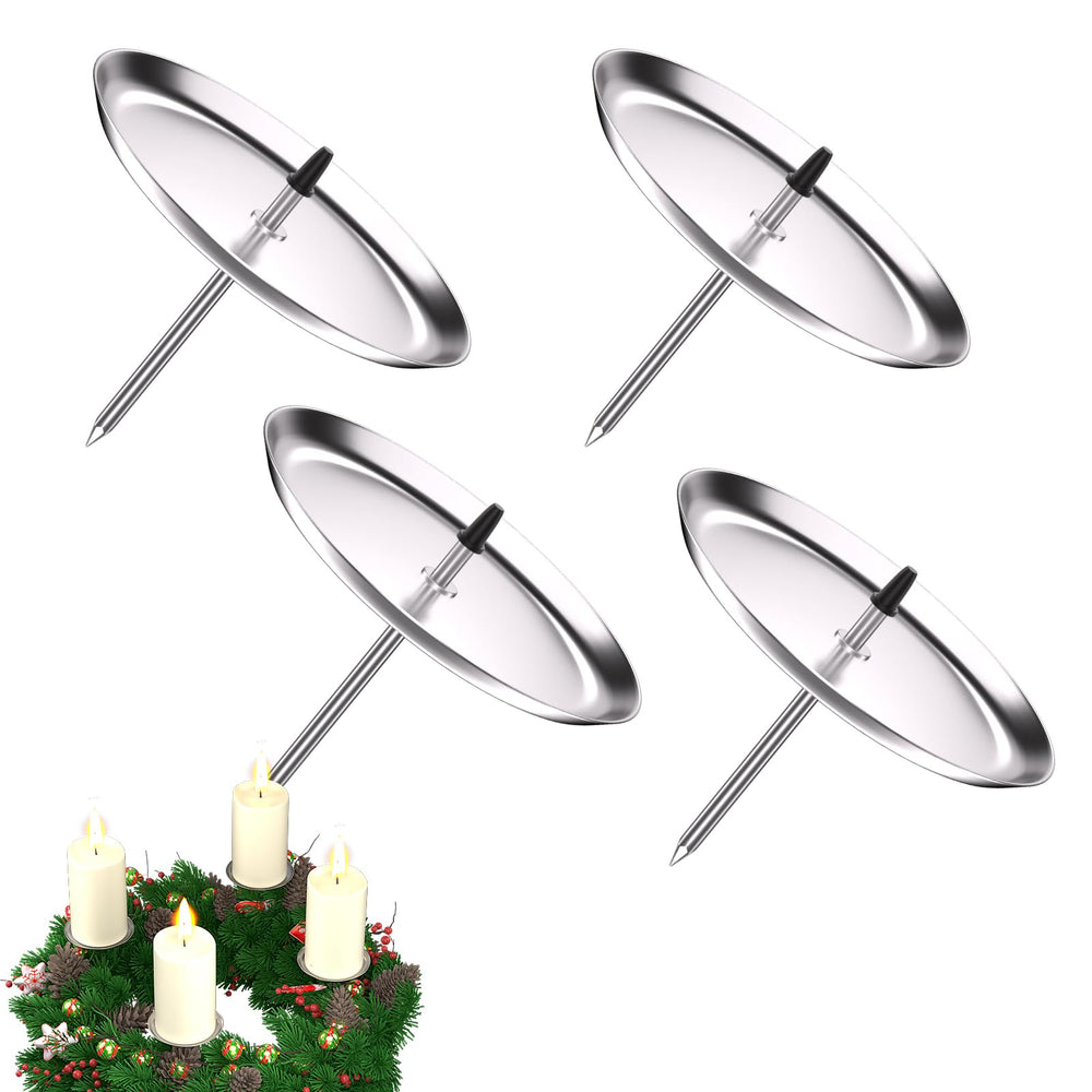 Adventskranz Kerzenhalter 6cm: 4 Stück Advents Kerzenständer für Stumpenkerzen | Metall Adventskerzenhalter mit Dorn | Weihnachtskranz Deko | Schwarz
