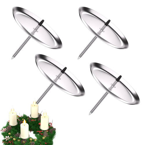 Adventskranz Kerzenhalter 6cm: 4 Stück Advents Kerzenständer für Stumpenkerzen | Metall Adventskerzenhalter mit Dorn | Weihnachtskranz Deko | Schwarz