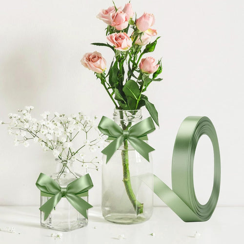 G2PLUS 10mm Salbei Grün Geschenkband Satin: 22m Schleifenband zum Bastel