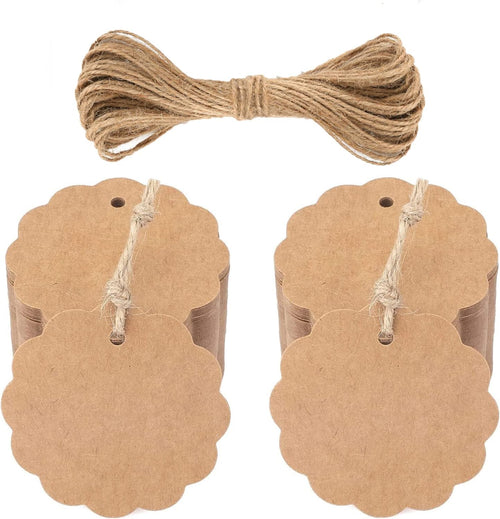 jijAcraft Geschenk Anhänger Kraftpapier Rund: 50 Stück 6 cm Papieranhänger