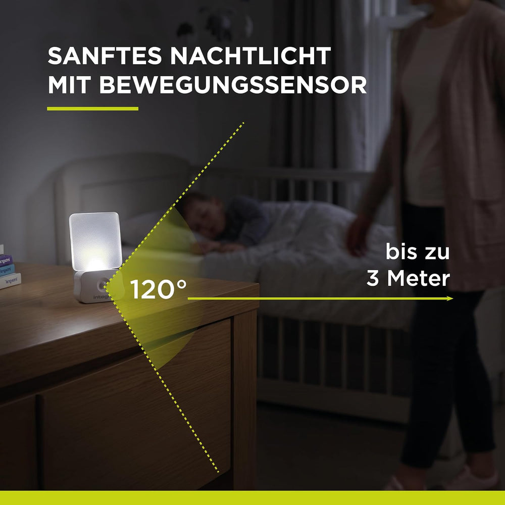 Integral LED Nachtlicht mit Bewegungssensor | Batteriebetrieben | Automatisches Ein-/Ausschalten | Weiches Licht | Wandmontage möglich | Transparent | Für Schlafzimmer, Flure, Treppen, Kinderzimmer
