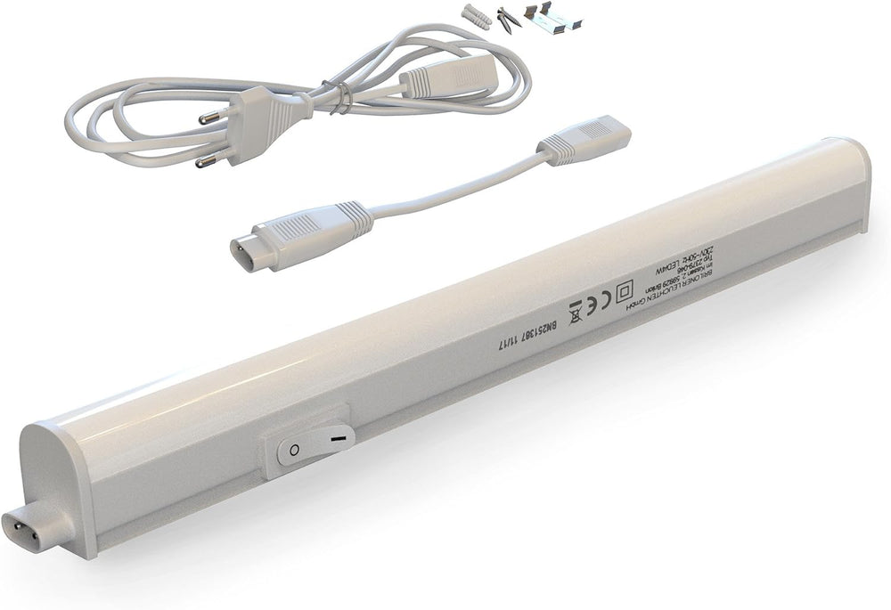 BRILONER - LED Leiste mit Ein/Aus-Schalter, neutralweiße Lichtfarbe, inkl. Steckerkabel, Unterbauleuchte Küche, LED Lichtleiste Küche, Schrankbeleuchtung, Küchenlampe, Lampe, 31,3x2,2x3 cm, Weiß