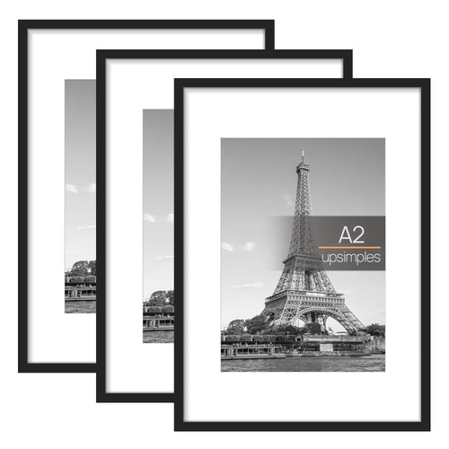 upsimples 3 Pack Bilderrahmen A4, Bilderrahmen Kinderzeichnungen A4，Picture Frame Schwarz für Fotos, Bilder, Poster