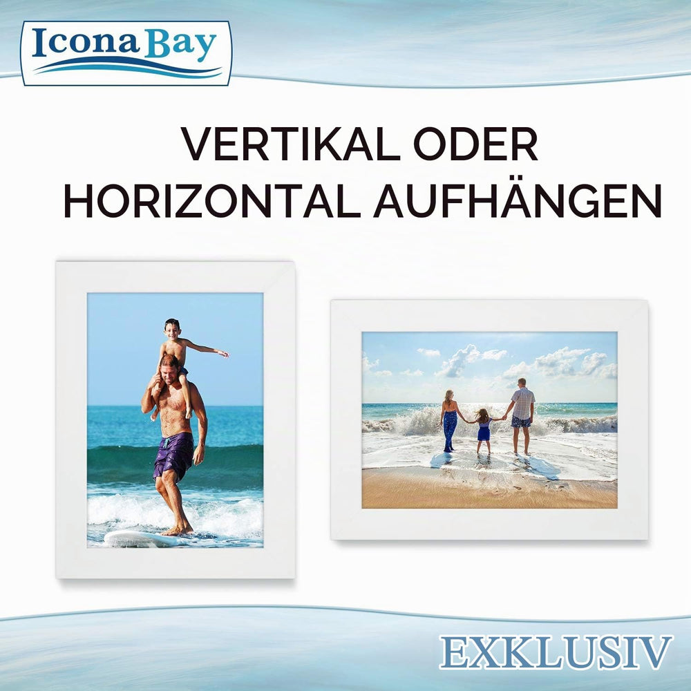 Icona Bay 13 x 18 cm Weißer Bilderrahmen, stabiler Bilderrahmen aus Holzverbundwerkstoff 13 x 18, elegantes Design, Tischplatte oder Wandhalterung, exklusive Kollektion