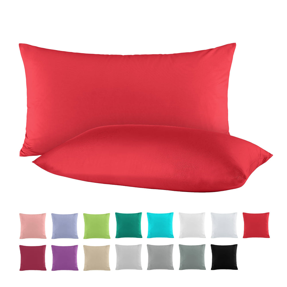 BaSaTex Baumwolle Renforcé Kissenbezug, 2er Pack, 40x40 cm, Bordeaux