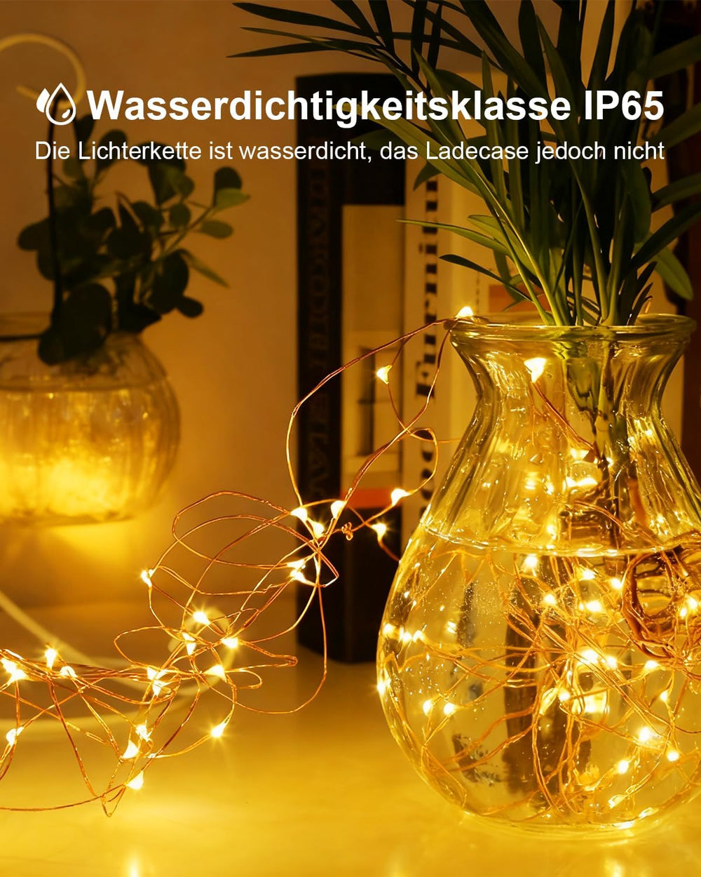 Mini Lichterkette aufladbar, 5M 50LED, Warmweiß
