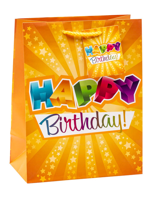 TSI Geschenktüten HAPPY BIRTHDAY SCHWARZ, 3er Packung, Größe: Mittel (HxBxT 23 x 18 x 10 cm), Art. Nr. 84014-6