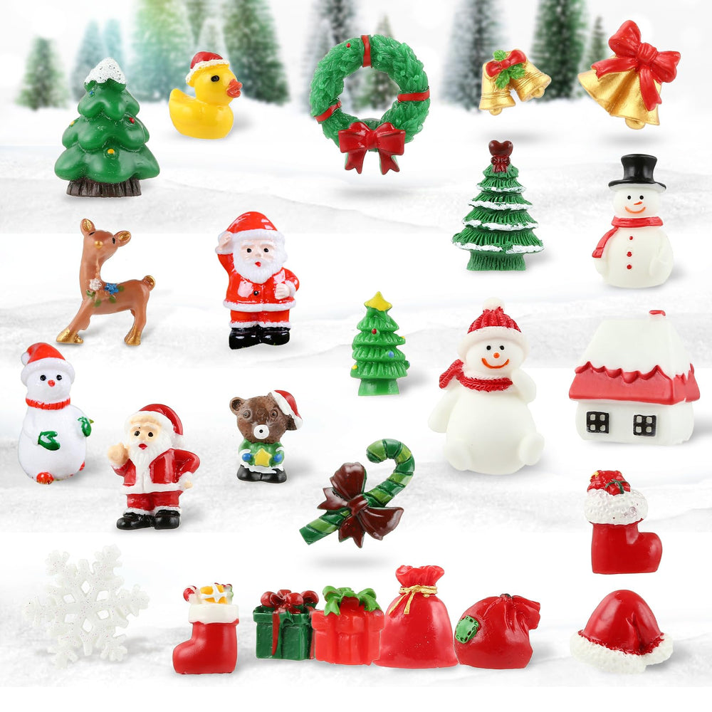 Weihnachtsanhänger 24 Stück, Naler Mini Weihnachtsbaumschmuck aus Harz