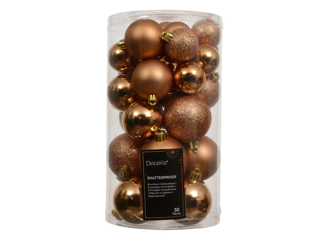 Kaemingk Weihnachtskugeln Kunststoff 4-6cm Mix 30er Set - bruchsichere Christbaumkugeln Weihnachtsbaumkugeln für Weihnachten - Christbaumschmuck & Weihnachtsbaumschmuck - Rosmarin