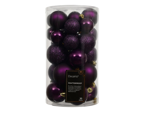 Kaemingk Weihnachtskugeln Kunststoff 4-6cm Mix 30er Set - bruchsichere Christbaumkugeln Weihnachtsbaumkugeln für Weihnachten - Christbaumschmuck & Weihnachtsbaumschmuck - Rosmarin