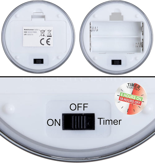 Brandsseller LED Kerze 7,5x10 cm Echtwachs im Glas Warmweiß Flackerfunktion Timerfunktion - Grau