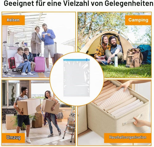 6 Vakuumbeutel für Kleidung Reise Kompressionsbeutel zum Einrollen, 60x40cm
