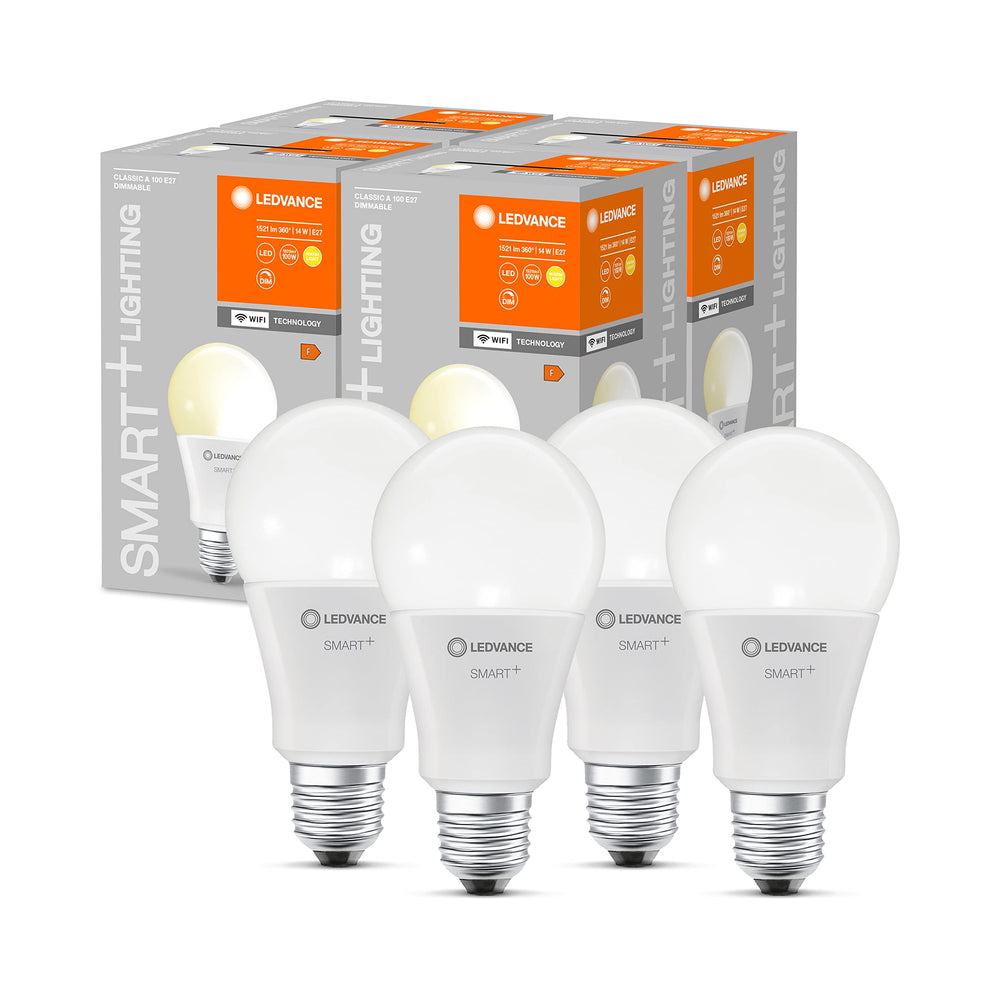 LEDVANCE Smarte LED-Lampe mit WiFi Technologie, Sockel E27, Dimmbar, Warmweiß (2700 K), ersetzt Glühlampen mit 100 W, SMART+ WiFi Classic Dimmable, 1er-Pack