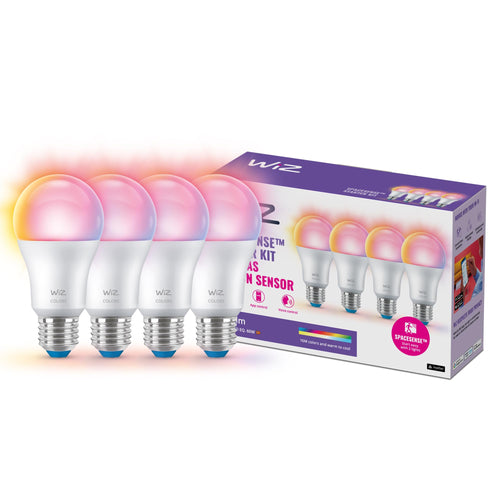 WiZ Warm White LED Lampen E27 2er Pack (806 lm), 60 W Lampen mit warmweißem dimmbarem Licht, smarte Lichtsteuerung über WLAN per Stimme/App