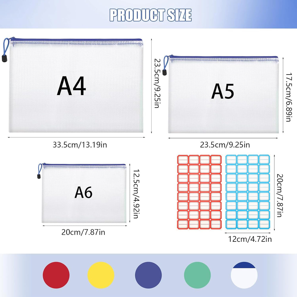 Hemiks 15 Stück Dokumententaschen A4+A5+A6, Dokumentenmappe Wasserabweisend