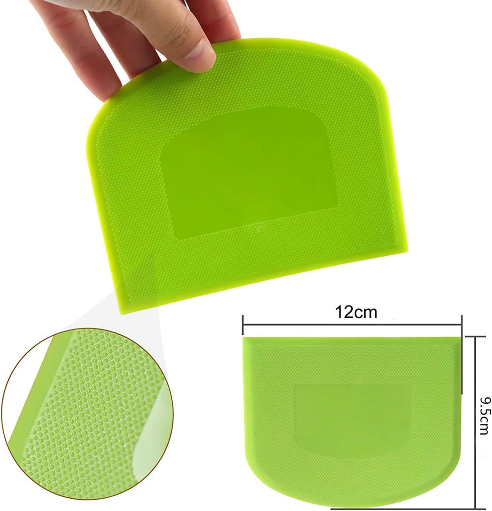 Teigschaber Teigschaberkarte Silikon,Dough Scraper card Spatelset für Kuchen, Pizza, Brotschneiden, Küchenbedarf für Brot Backen Kuchen Enthusiasten Anfänger Profi Bäcker (Weiß+Grün)