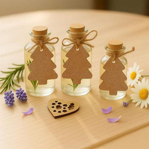 Geschenkanhänger 50 Stück Blanko Braune Papieranhänger mit Schnur 6x 5 cm für Hochzeitsgeschenke Geburtstag Weihnachten [ Weihnachtsbaum ]