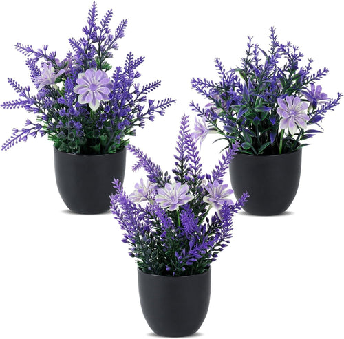 Lavendel Kunstblumen im Topf 3 Stück