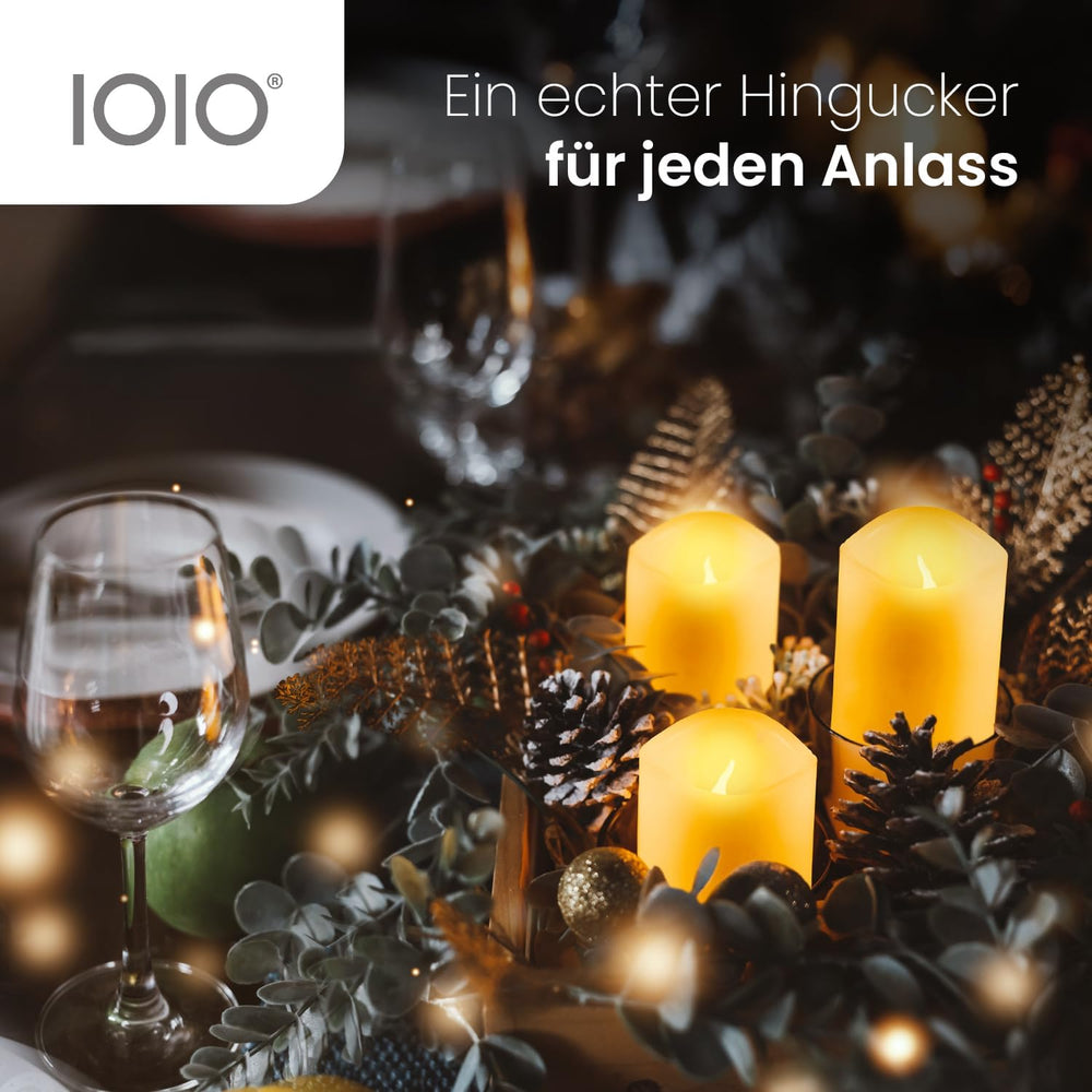Olympia IOIO 3er Echtwachskerzen-Set mit Fernbedienung und Farbwechsel, LED 48, 40138