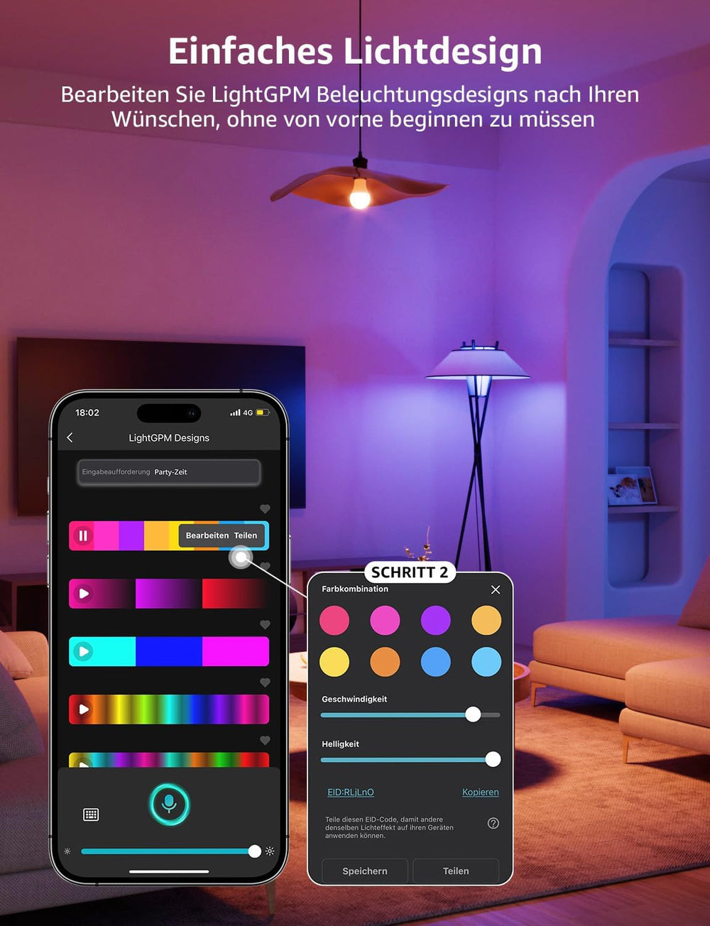 Lepro AI Smart Glühbirne B1, E27, 8,5W, 806lm, dimmbar, RGB+CCT