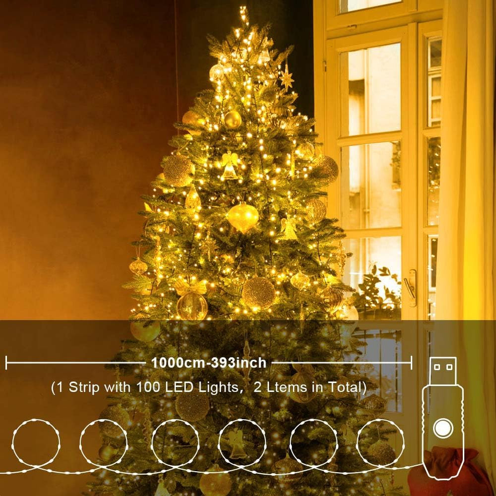 Vicloon LED Lichterkette USB, 2 Stück DIY kleine Lichterketten mit Fernbedienung,10m 100LED 8 Modi und Timer,LED Mini Lichterkette für Weihnachten, Schlafzimmer, Party,Hochzeit,Garten