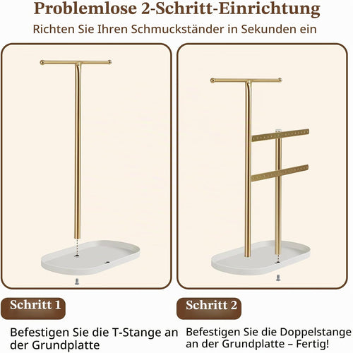 Schmuck-Organizer 3 Ebenen, Metall Schmuckständer in Gold