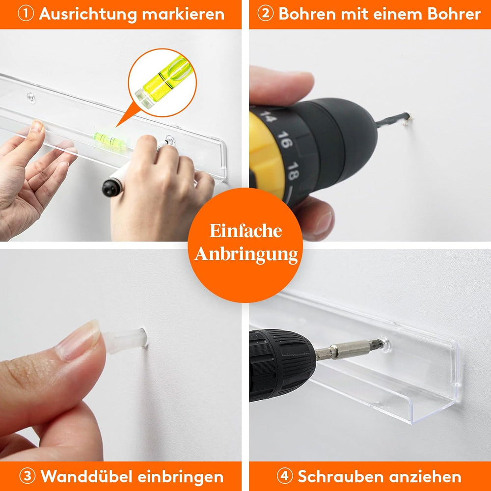 Lifewit 4 Pack Wandregal Schmal, 30,4cm Kunststoff Schweberegal, Klar