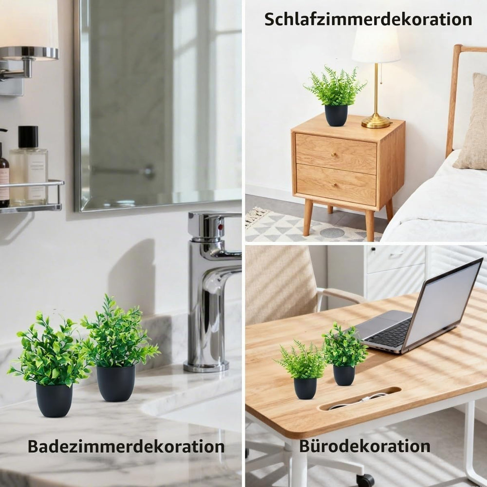 Laelfe Künstliche Pflanzen Klein im Topf 4 Stück für Tisch und Fensterbank