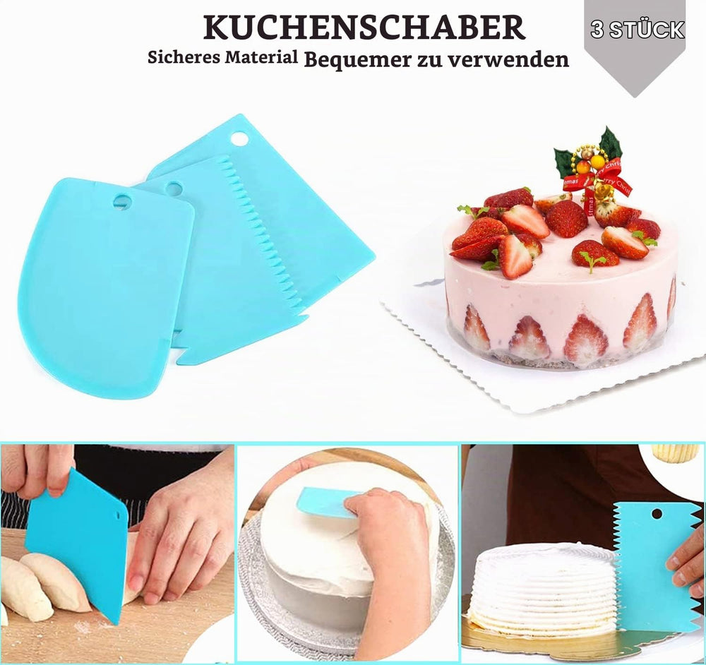 Spritzbeutel mit Tüllen 43 Stück, Spritztüllen Set aus Edelstahl, Wiederverwendbarer Silikon Spritzbeutel, Torten Zubehör für Cupcakes, Kuchen und Torten Dekorieren