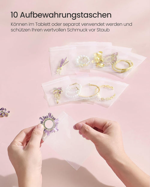 SONGMICS Schmuckständer, Schmuckhalter, Metallrahmen, Schmucktablett Plüsch