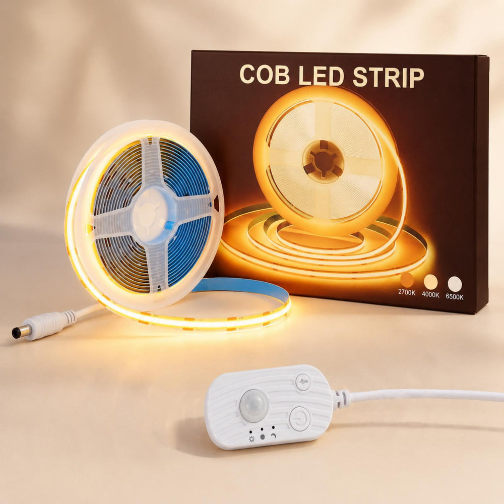COB LED Streifen mit Bewegungsmelder 1M, Warmweiß 2700K, 320LEDs Licht Leiste mit 3-Modi, Dimmbar CRI90+ Led Strip Selbstklebend mit Timing-Funktion Für Schrank,Küche,Wohnzimmer,Schlafzimmer,Treppe