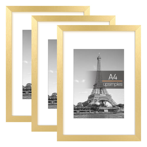 upsimples 3 Pack Bilderrahmen A4, Bilderrahmen Kinderzeichnungen A4，Picture Frame Schwarz für Fotos, Bilder, Poster