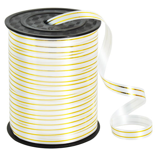 450 Meters Geschenkband Weiss - Gold 5mm Geschenkbänder luftballon schnur - luftballon band Luftballons Hochzeit Geschenkverpackung für Weihnachtsdeko, Ballonverschlüsse, Geschenkverpackung