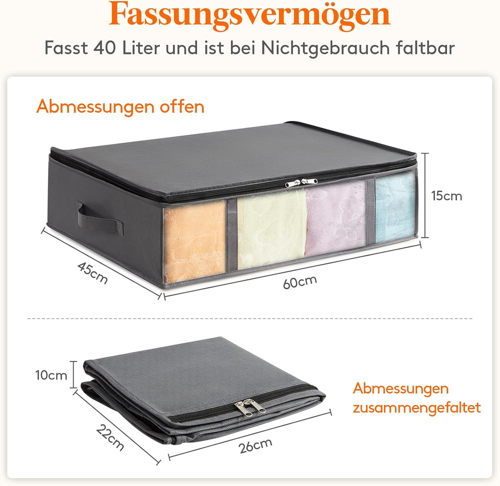 Lifewit 2 Stück 40L Unterbett Aufbewahrungsbox, Faltbare Unterbettkommode