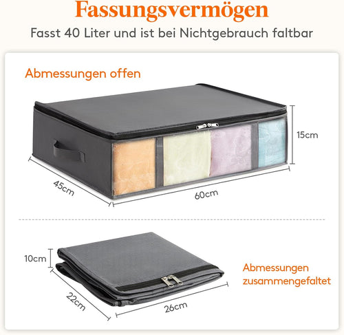 Lifewit 2 Stück 40L Unterbett Aufbewahrungsbox, Faltbare Unterbettkommode