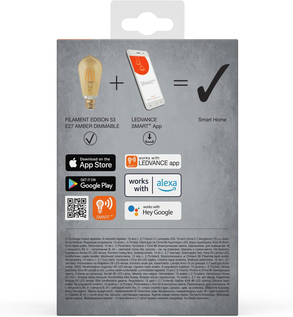 LEDVANCE SMART+ Filament Edison Dimmable Warmweiß 2400 K 6 W