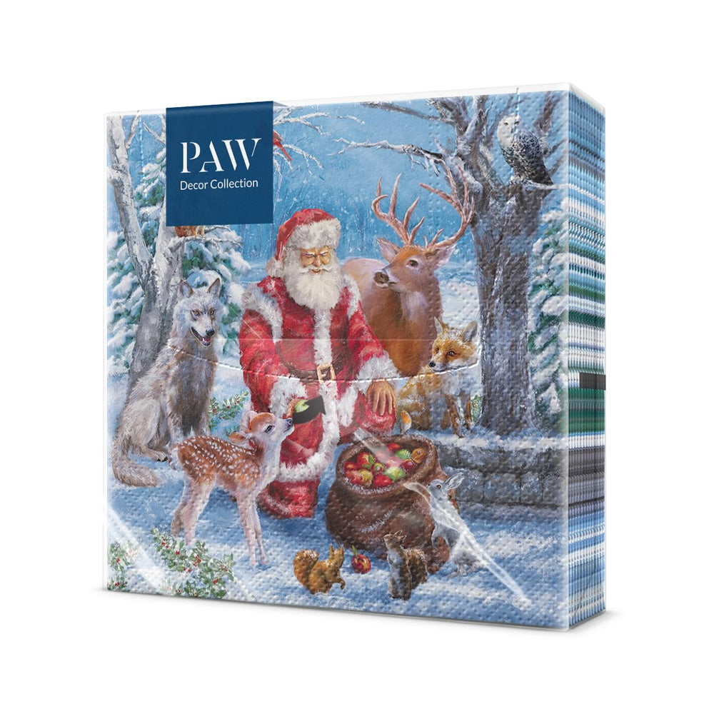 PAW Servietten 33 x 33 cm, 20 Stück - Weihnachtsschneeflocken Hellrot