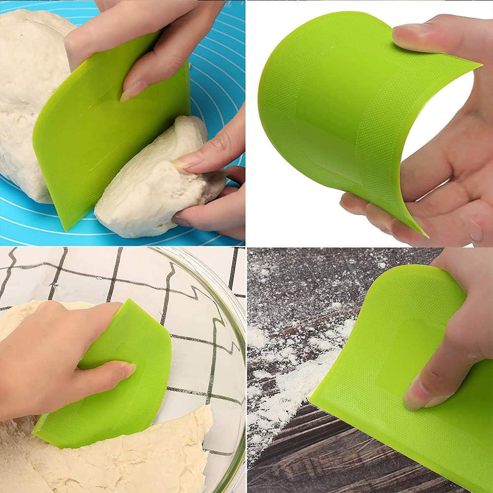 Teigschaber Teigschaberkarte Silikon,Dough Scraper card Spatelset für Kuchen, Pizza, Brotschneiden, Küchenbedarf für Brot Backen Kuchen Enthusiasten Anfänger Profi Bäcker (Weiß+Grün)