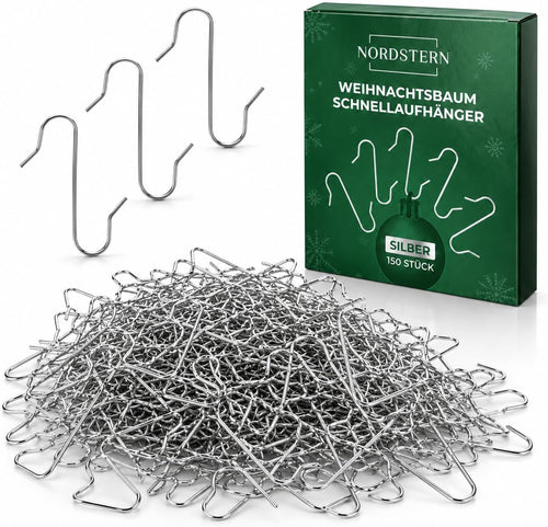 Schnellaufhänger für Christbaumschmuck, silber, 150 Stück
