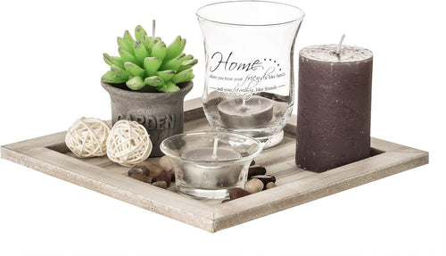 Teelichtteller Glas Holz Geschenkset