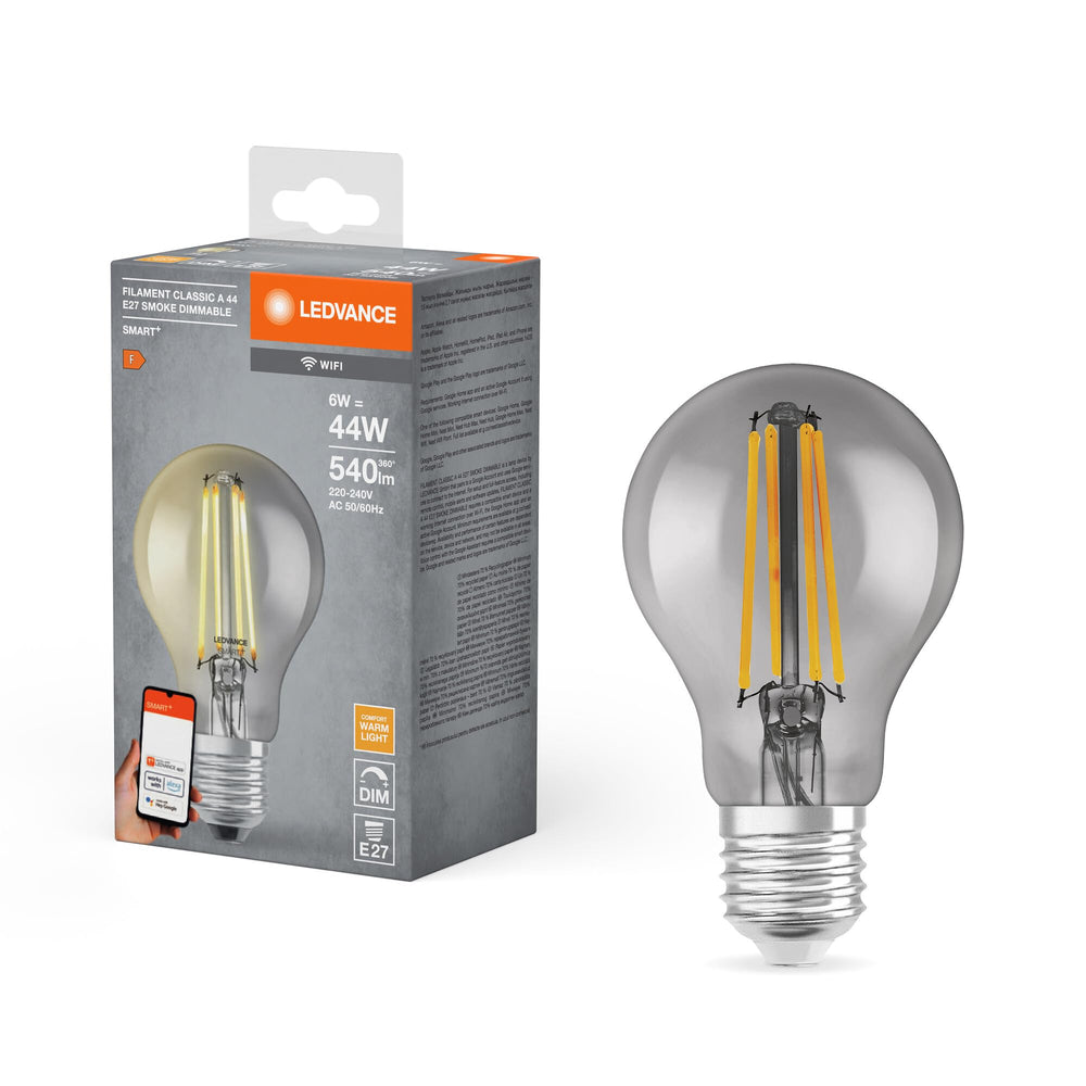 LEDVANCE E27 LED Lampe, SMART Home Wifi Edison Filament Stil Leuchtmittel mit 6W (540Lumen), Warmweiß (2500K) kompatibel mit Alexa, google oder App, Lampen im 1er-Pack