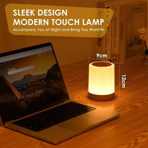 Auxmir Nachttischlampe Touch Dimmbar 3000mAh, Nachtlicht mit Timer, Braun