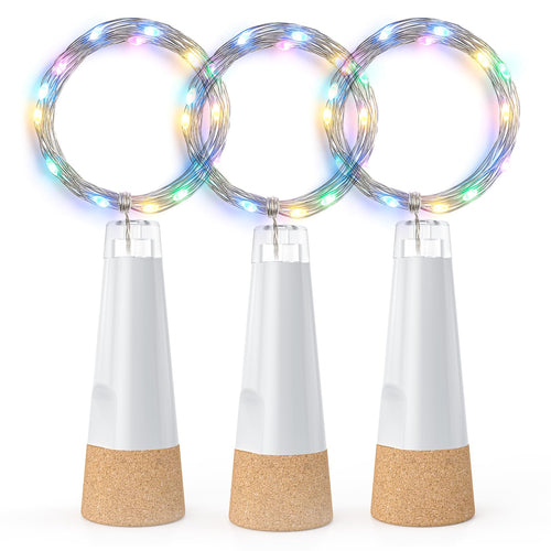 Flaschenlichter mit Korken, USB wiederaufladbares Weinflaschenlicht, batteriebetriebene Gläser, Lichterkette, 2025 verbesserte Lichterkette für Weihnachtsdekorationen(Warm weiß, 3 Pack)
