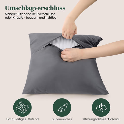 Utopia Bedding Kissenbezug 40x40 4er Set , kopfkissenbezug 40x40 Grau