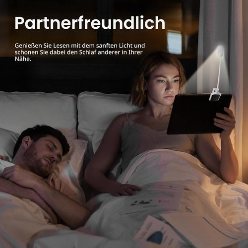 Leselampe Buch Klemme, USB Wiederaufladbare Buchlampe Klein, Weiß