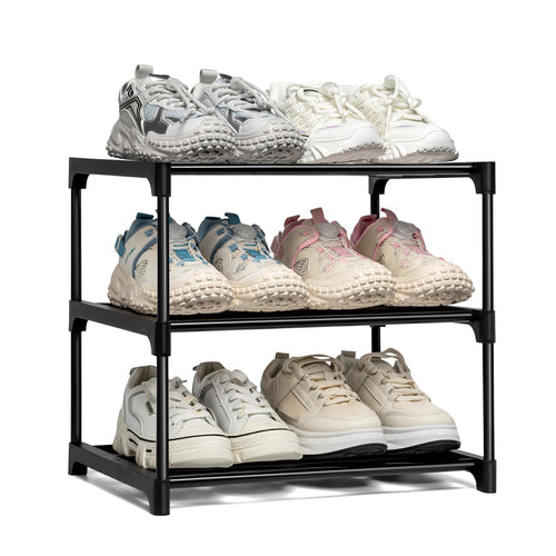 OLYREO Schuhregal mit 2 Ebenen, Schuhregale Schmal Platzsparend Metall
