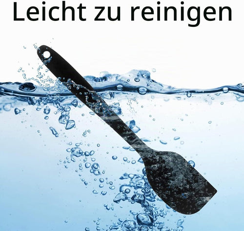 Silikon Spatel, Spatel Teigschaber, Teigschaber Silikon, Hitzebeständig, für Kochen, Backen und Rühren, Spülmaschinenfest und Leicht zu Reinigen(Schwarz)