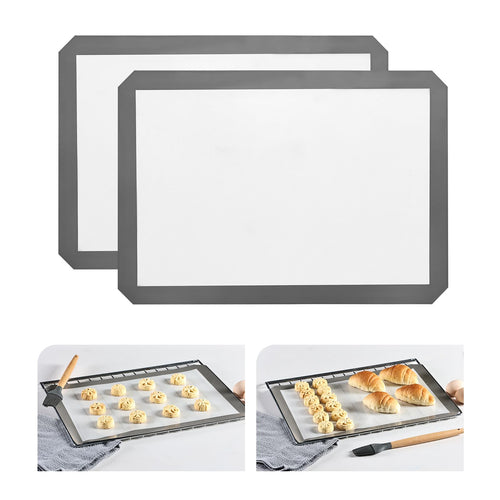 KitchenRaku Rechteckig Backmatte aus Silikon,Antihaftbeschichtung Silikon Backmatte Dauerbackfolie Wiederverwendbar Backfolie Silikonmatte BPA frei (Brillantes Schwarze 1PCS, 30x40cm)