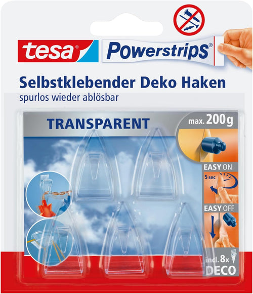 Deko Klebehaken klein, 5 Stück, transparent