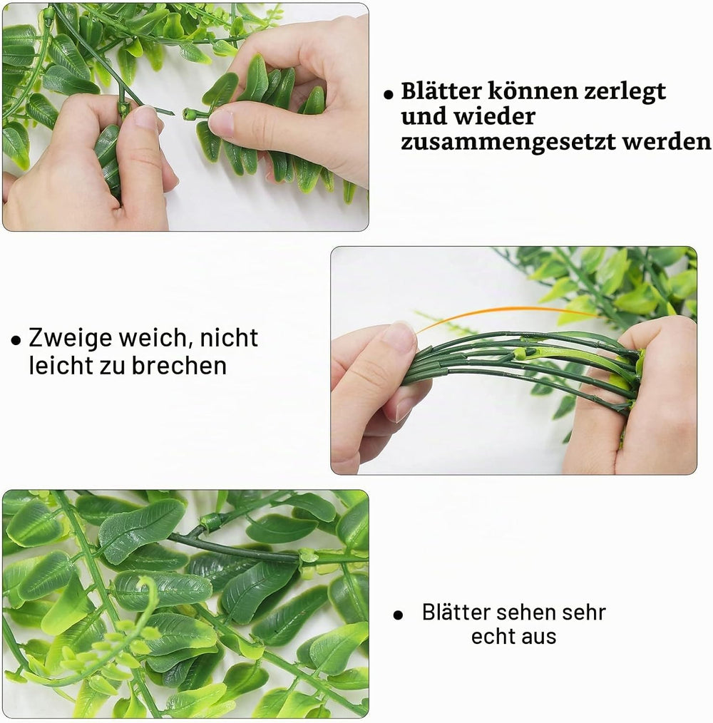 Huryfox Künstliche Pflanzen Hängend Farn Ranken - Kunststoff Ivy Blätter Dekoration für Innen und Außenbereiche, Künstliche Blattpflanzen Deko für Wohnzimmer, Küche, Balkon, Garten, Schlafzimmer